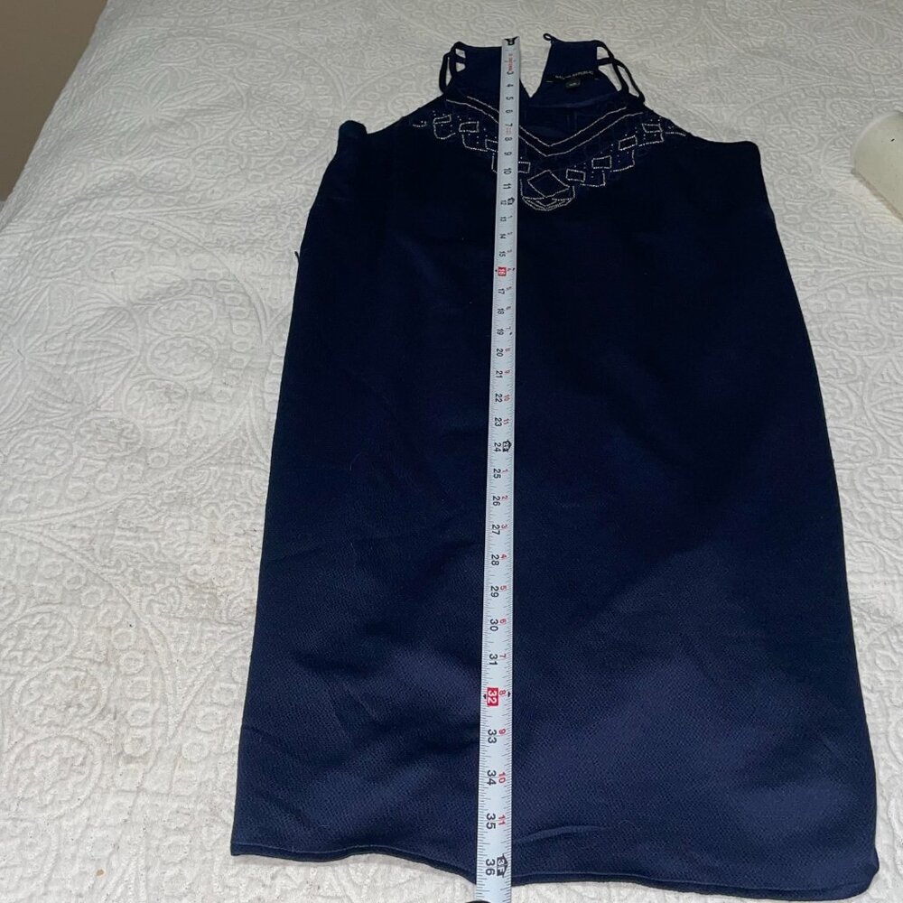 Banana Republic Navy Blue‎ Silver Embroidered Sleeveless Dress Size XS - Picture 9 of 9